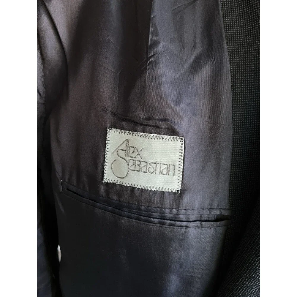 Vestimenta (Armani) Men 38 Blazer Wool Double Breasted Birdseye Sport Coat Italy